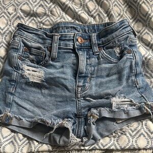 American Eagle Outfitters Women's Blue Distressed Denim Shorts